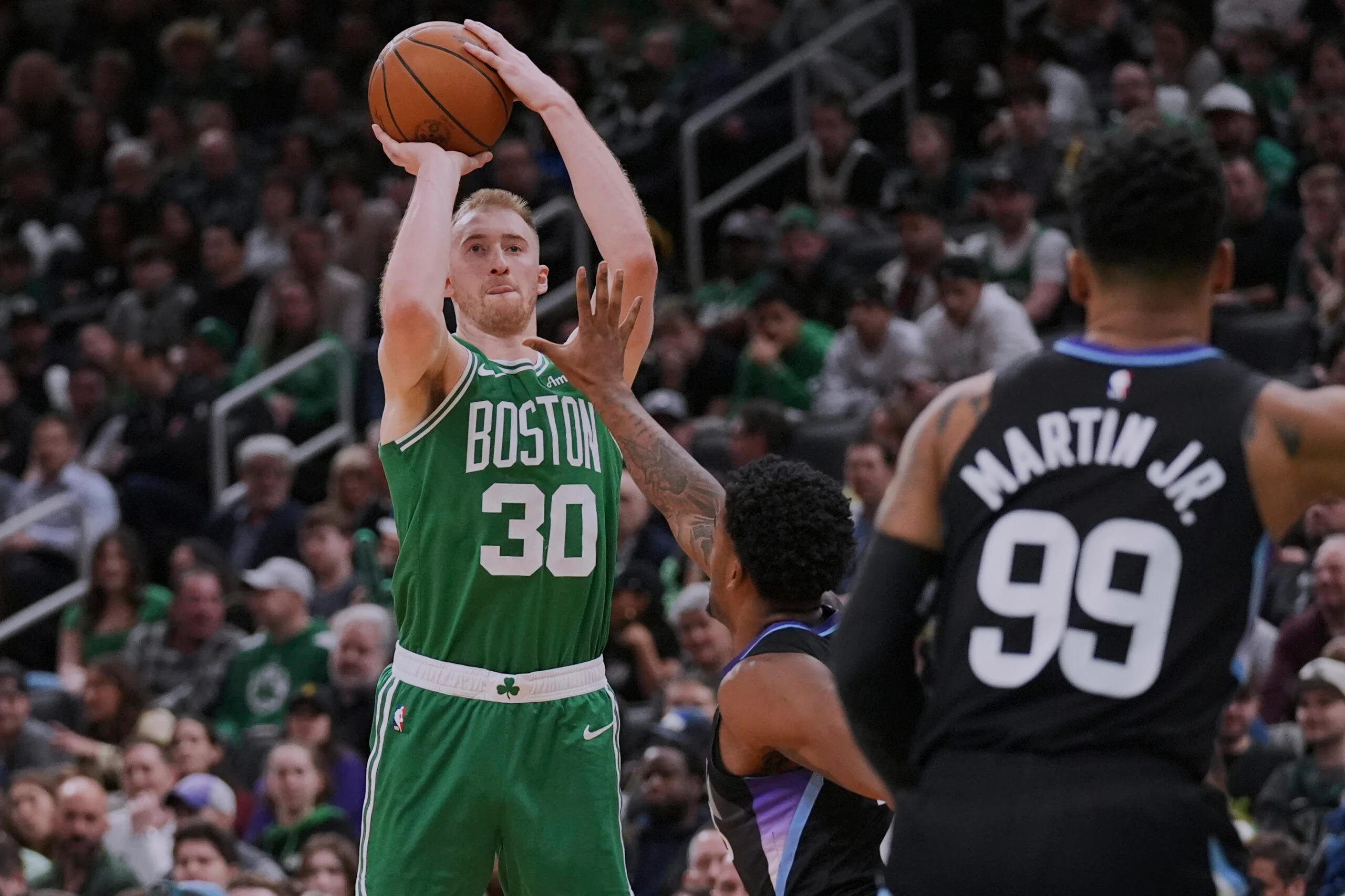 Sam Hauser's nine three-pointers propel the Celtics over the Jazz