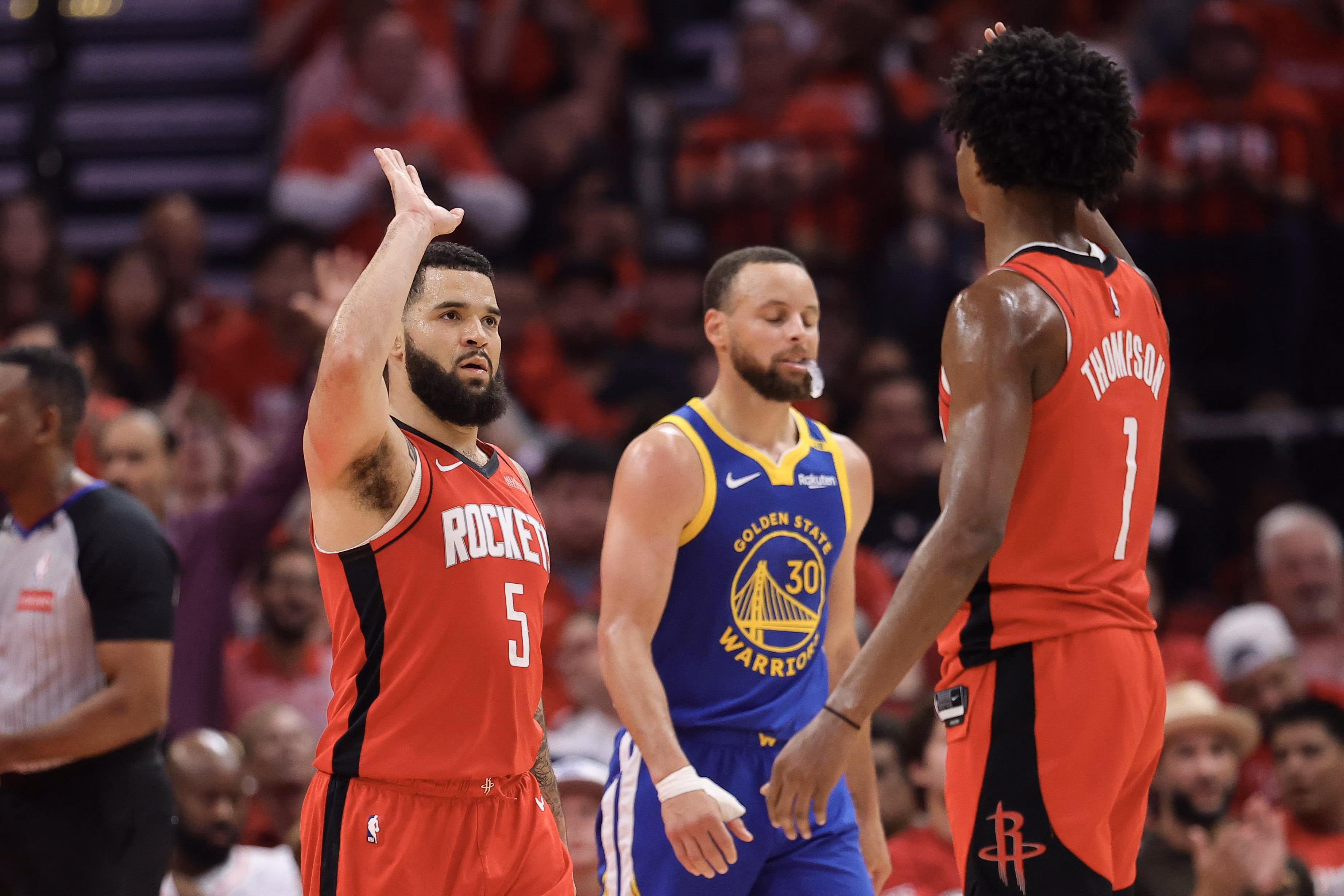 Fred VanVleet (5) Amen Thompson (1) combined for 51 points in Game 5 victory