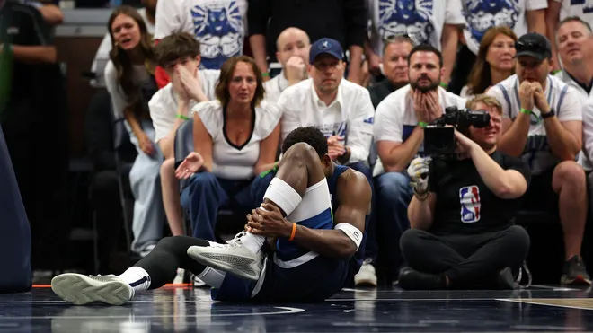 Anthony Edwards suffered a left ankle injury, yet was able to return against the Warriors in Game 2 victory. 